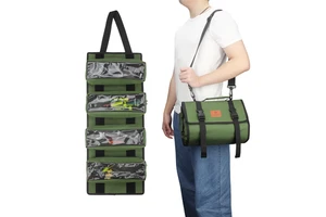 Custom Heavy-Duty Rolling Oxford Tool Storage Bag Portable Electrician Roll Up Tool Bag With 4 Removeable Small Pouches