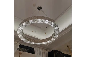 Stainless Steel Modern Chandelier Concave-convex Body Wall Lighting Crystal Drop Art Deco Standard Light for Low Ceiling