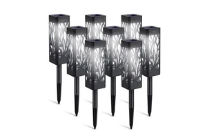 Upgraded Solar Ground Light with Pole Cold White LED Solar Landscape Pathway Stake Light Waterproof Solar LED Light for Patio
