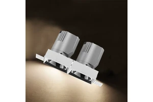 Modern Indoor Living Ceiling Room Lighting Museum Showroom Lamp Rectangular Recessed LED Grille Light Double Head Spotlight