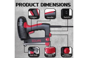 Electric Staple Nail Gun 15-32mm Adjustable Driving Depth Safety Switch 2M VDE Wire High Power Nail Gun