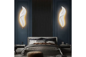 LEDModern Luxury Feather Decorative Painting Lamp High Quality Home Hotel Background Resin Decor Light Indoor Modern Wall Lamps