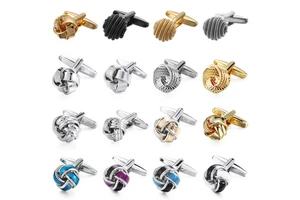 Wholesale Classic Metal Brass Round Knot Shape Shirt Gold Button Wedding Mens Cuff Links