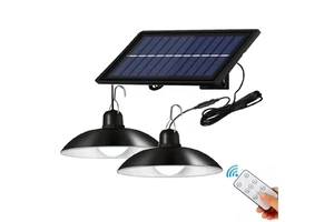 IP65 Waterproof Double Head Solar Pendant Light Indoor Outdoor LED Hanging Shed Lights