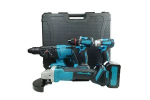 Wholesale Multi-Function 4-Piece Cordless Hammer Drill Combo Battery Tool Set with Pickaxe