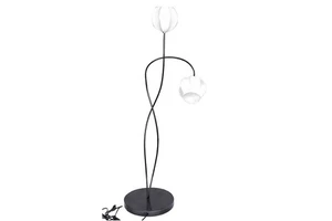 LED Decorative Floor Lamp Two Lights Modern Large Size Design Living Room Bedroom Iron Glass Body Fabric Shade Home Decoration