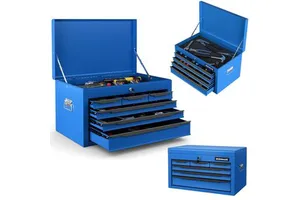 Portable Blue Tool Case Lockable Multipurpose Toolbox Tool Box With Six Drawers