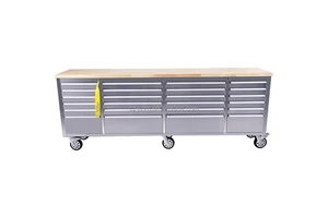 96-Inch Stainless Steel Rolling Toolbox Trolley 24 Ball Bearing Drawers OEM Garage Workbench For Mechanics And Workshop Use