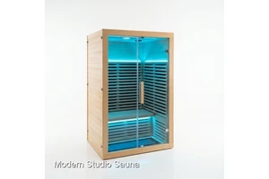 Deluxe 3 Person Hemlock Wood Low EMF Far Infrared Sauna Room with Oxygen Ionizer and Reading Lamp