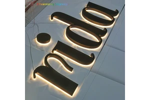 Custom Gold groove Sign LED Acrylic Backlit Commercial Sign Outdoor LOGO Sign
