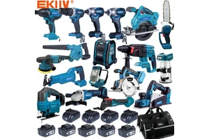 EKIIV Factory 21v Portable Electric Cordless Brushless 18v Cordless Wireless Impact Drill Lithium Battery Power Drills Kit