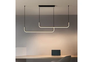 High Quality Dining Room Bedroom Hotel Led Long Strip Metal Chandeliers Modern Line and Pendant Lights 1m bar Black Horizontal