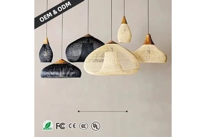Factory Sale Wholesale Chandelier Ceiling Luxury Hand-Woven Natural Rattan Chandelier Restaurant Living Room Pendant Light