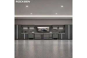ROCKBEN Workshop Large Workstation Modular Cabinet 10 Drawer Cabinet Workbench Storage System Garage Tool Chest Auto Repair Shop