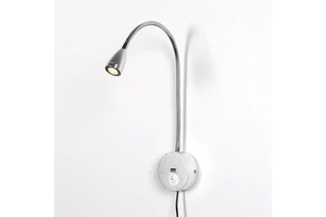 3W Wall Mounted Reading Light Flexible Gooseneck LED Sconce Lamp with Plug & Switch for Bedroom, Hotel, Workbench, Studio