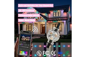 12V 24V 36V Rgbw Gemstone Christmas Decoration Point Lights Smart App Controller IP68 Waterproof Outdoor Permanent Eave Lighting