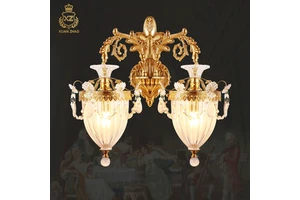 XingZhong European H65 Copper Crystal Wall Lamp Bedroom Bedside Lights French Living Room Aisle Corridor Staircase Lighting