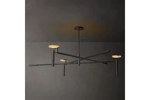 Modern Simple Brass Alabaster LED Pendant Light Vintage Gold Chandelier for Home Office for Low Ceilings Middle Size