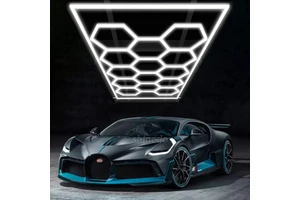 Led Garage Light Hexagon Lights Lamp Led Tube Honeycomb Ceiling Lighting for Auto Car Body Repair Led Workshop With Border