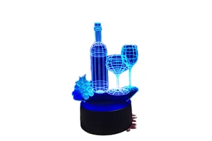 Wine Cup Bottle 3D RGB LED Lamp Battery DIY 3D Illusion Night Light Luminaria Wine Bar Decoration 7 Color Change Table Lamp