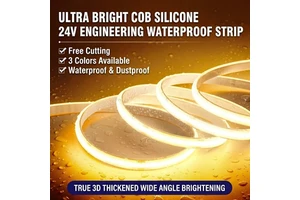 LED Strip Light Copper 24V IP68 Waterproof COB Flexible Plug ROHS Outdoor Building Contour Lighting