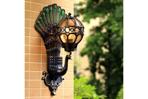 European Style Retro Peacock Wall Lamp for Indoor/Outdoor Lighting Balcony Villa Door Light Suitable Led Hotel Art Wall Lamp