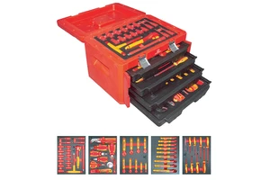 GS Certified 55-Piece VDE Insulated Tool Sets Hard Case Ratchet Knives Screwdrivers Wrenches Socket Set with Tool Box