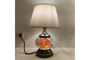 Zhelanpu Luxury Traditional Style Handmade Mosaic Multicolor Glass LED Table Lamp Electric Dome Shade for Festival Home Decor