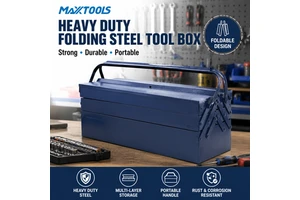 Heavy Duty Waterproof Folding Steel Tool Box Portable Metal Storage Case Powder Coated Finish for Garage Workshop Mechanic OEM