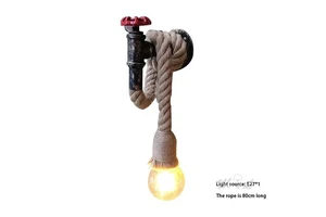 Retro Water Pipe Wall Lamp Vintage Hemp Rope Sconce Wall Light Fixture Led Lighting Stairs Loft Bar Restaurant Industrial Decor