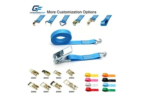 1 Inch Double Hook White Zinc Plated Polyester Lashing Belt Heavy Duty Truck Cargo Ratchet Buckle Tie Down Strap