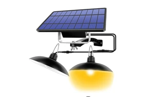 2W Upgraded Double Head Solar Pendant Light Solar Powered Shed Lamp Lights Outdoor Indoor Solar Hanging Light for Camping Home