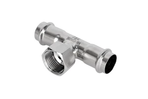 304 Stainless Double-Crimp Internally Threaded Tee Fitting Two Crimp Ends One Internal Thread Thin-Walled GB Tap Water Pipes