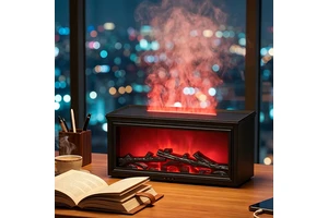 3D Flame Fireplace Aroma Diffuser Humidifier LED Lighting Eco-Friendly Design USB-Powered Household Commercial Use Ultrasonic