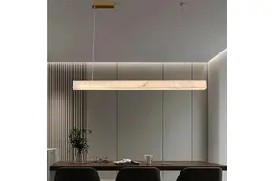 Luxury Salon Natural Alabaster Stone Lustres Luminarias Chandelier Lighting Fixtures Linear Horizontal Pendant Lamp for Hall