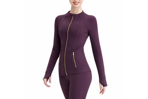 USA Warehouse Women's Sports Jacket Long Sleeve Yoga Jacket Tops Stretch Fitness Workout Activewear Coat Yoga Set