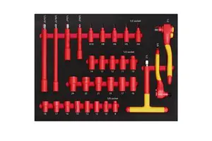 31PCS EVA Foam Tray Professional 1000V VDE Insulated Electrician Set Socket Ratchet Wrench Tool Set