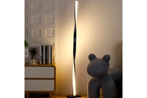1pc Modern Spiral Twist Floor Light Vertical Narrow LED Strip Matte Black Standing Lamp for Living Room Nook Decor