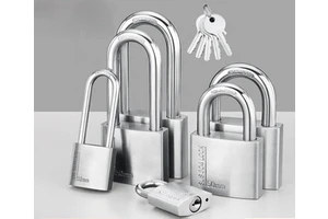 Anti-Theft Rust Shear Proof 304 Stainless Steel Lock Long Shackle Key Unlock Polished Square Waterproof SS Padlock