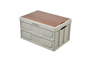 Custom Logo Foldable Outdoor Camping Storage Box With Wood Lid Large Capacity Plastic Deck Box Car Trunk Organizer With Dividers