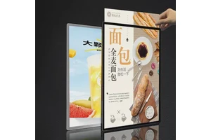 Advertising Picture Sign Silver Aluminum Snap Frame With Led Light Slim Light Box
