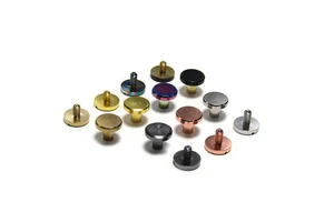 Custom Metal Solid Brass Logo Slotted Flat Head Binding Screws Chicago Screw Rivet 8mm 10mm For Leather Collar