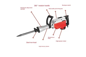 65 Large Electric Pick 220V High Power Dual-Purpose Hammer Impact Drill Industrial Grade Mining Concrete Road Crushing Stainless
