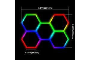 E-top Led Garage Ceiling Light RGB 5-Grid Hexagon Honeycomb Light Car Detailing Led Garage Work Light