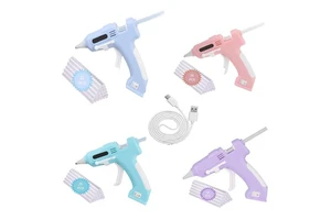 Rechargeable DIY Hot Melt Glue Gun Adjustable Temperature for Carpet Flocking Lining Adhesive Seaming Tool 25 Glue Sticks USB