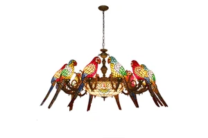 Corridor Parrot Chandelier Lights European Olive Flowers Garland Pendant Lamp for Bedroom Decorative Lighting