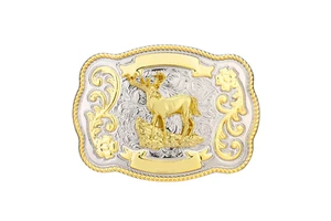 40mm Two Color Western Cowboy Belt Buckle Alloy Animal Elk Knight Design for Men Leather Jeans Accessories