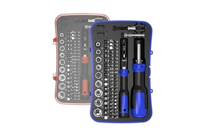 77-in-1 Magnetic Insulated Nickel-Plated Retractable Ratchet Cross Screwdriver Tool Set Plastic Handle Manual Electricians