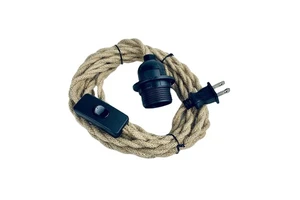 Vintage Hemp Rope Pendant Light Kit 15FT Cord Bakelite Switch Plug Lamp Holder E26/E27 Socket Hanging Lighting/Lantern 60W Max