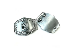 Custom Lettering Embossed Metal Belt Buckle Steamed Rolls Edge Scallop Western Style Decorative Belt Buckle Belt Accessories